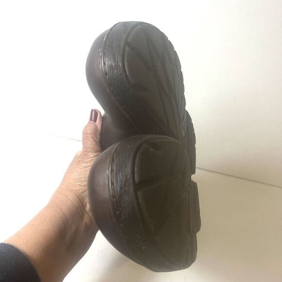 BOC Born Concept Women's 11M Dark Brown Leather Slip On Casual Wedge Clogs Shoes - Picture 6 of 11